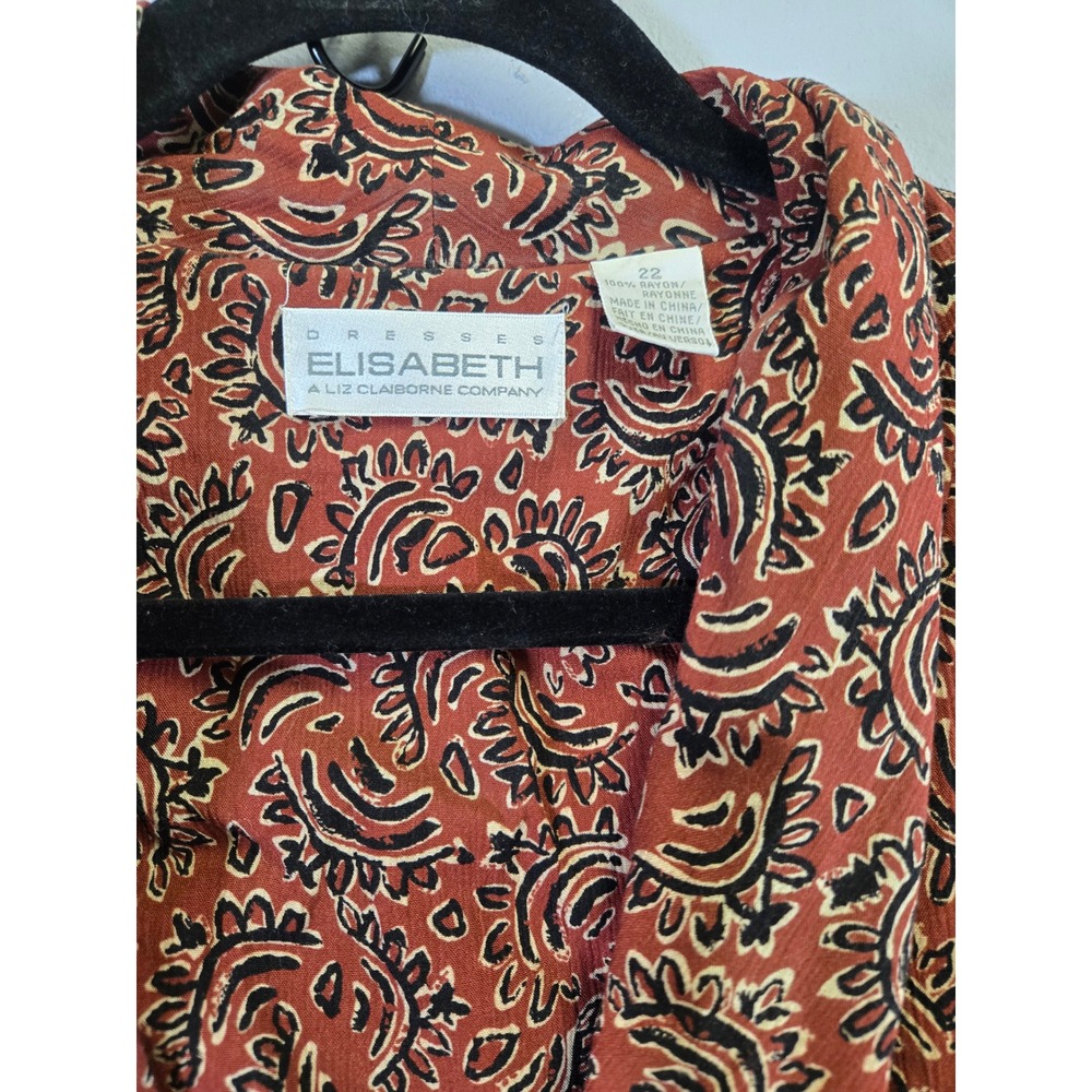 Elisabeth Vintage Paisley Boho Button Front Short Sleeve Midi Dress Size 22 - Picture 4 of 7